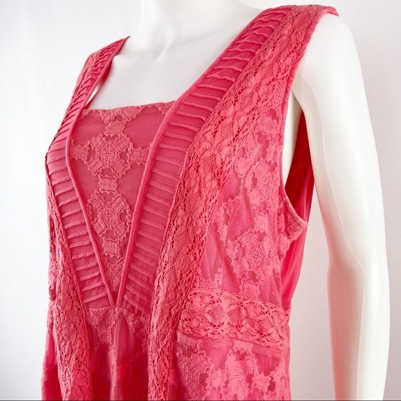 Sundance Size 14 Watermelon Pink Sleeveless Lace Dress - Picture 3 of 8